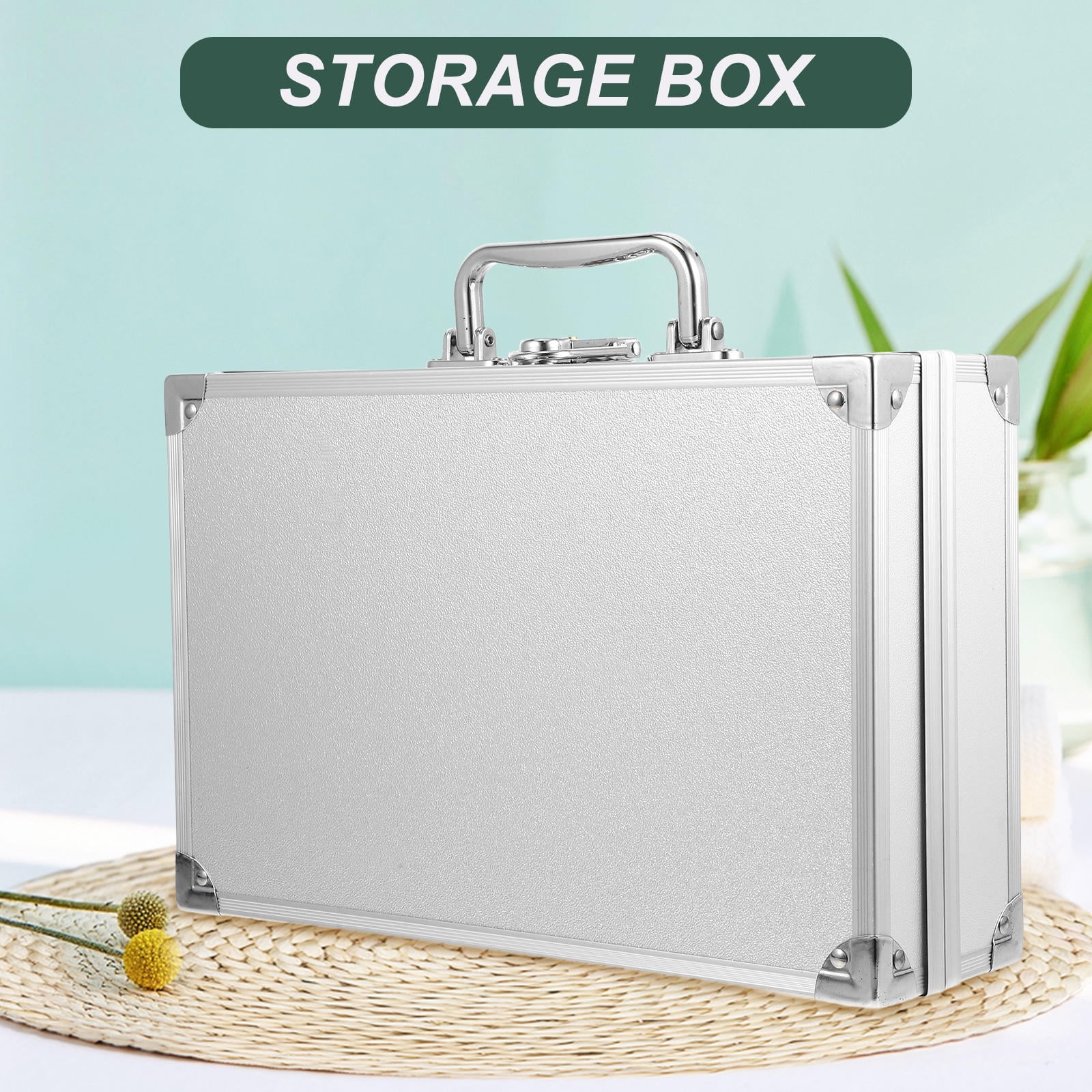 Hytrove Metal Briefcase Hard Brief Cases Silver 1Pcs