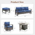 thumbnail image 4 of POCASSY Patio Furniture Set with Fire Pit, 6-Piece Wicker Outdoor Conversation Set with Swivel Glider Patio Chairs and 43" Propane Firepit Table, Luxury Outdoor Patio Fire Pit Set for Porch, Deck, 4 of 15