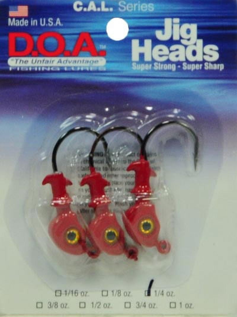 D.O.A. Lures C.A.L. Jig Heads, Red & Gold, 1/4 oz, 3 Count