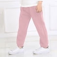 thumbnail image 5 of JUMEYU Summer Linen Pants for Boys School Uniform Pants Elastic Waist Drawstring Straight Leg Casual Beach Trousers Pockets 12M-8T (Pink,5T 6T), 5 of 6