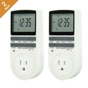Comforday Small Digital Timer 15A/1800W 7 Day Programmable, 3 Prong Outlet, Smart Socket Plug in,2 Packs