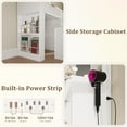 thumbnail image 5 of MIDOQIN Makeup Vanity Desk with Mirror and LED Lights, Fluted Makeup Vanity Table with Charging Station and Holder, Modern Glass Top Vanity Table with 5 Drawers for Bedroom, 5 of 7