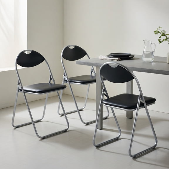 Topcobe 4 Pieces Portable Folding Dining Chairs Set with Carrying Handles, Living Room Chairs for Home Kitchen