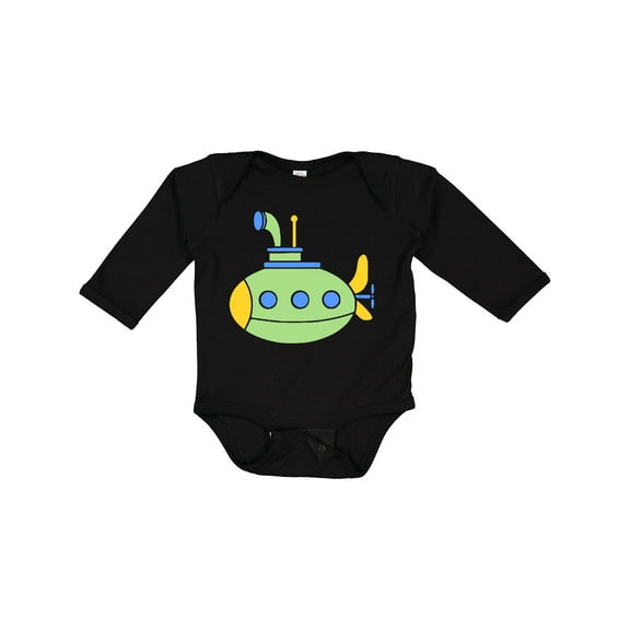 Inktastic Cute Green Submarine Boys or Girls Long Sleeve Baby Bodysuit
