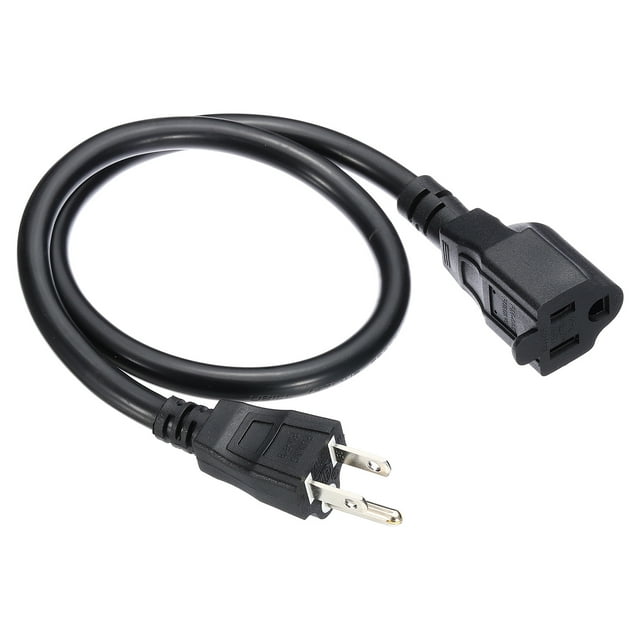 Uxcell 2Ft 15A 14AWG 3 Prong Extension Cord, SJT, ETL Listed, Black