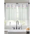 thumbnail image 2 of Spring Floral Sheer Curtains 54 Inch Length 2 Panels Set, Watercolor Flowers Green Lines Minimalist Voile Window Treatment Rod Pocket Short Kitchen Curtains Drapes for Bedroom 52"x54"x2, 2 of 7