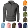 thumbnail image 3 of Chiccall Mens Fleece Sweatshirts Quarter Zip Casual Mock Neck Sweatshirt Fashion Solid Pullover Tops, 3 of 3