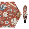 thumbnail image 4 of ALAZA Baseball Flowers UPF 50+ Compact Folding Umbrella for Rain Travel Umbrella Packable, 4 of 8