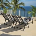 thumbnail image 2 of Nuu Garden Outdoor Adjustable Folding Chaise Lounge Chair Pool Lounger - Set of 2, Stripe, 2 of 9