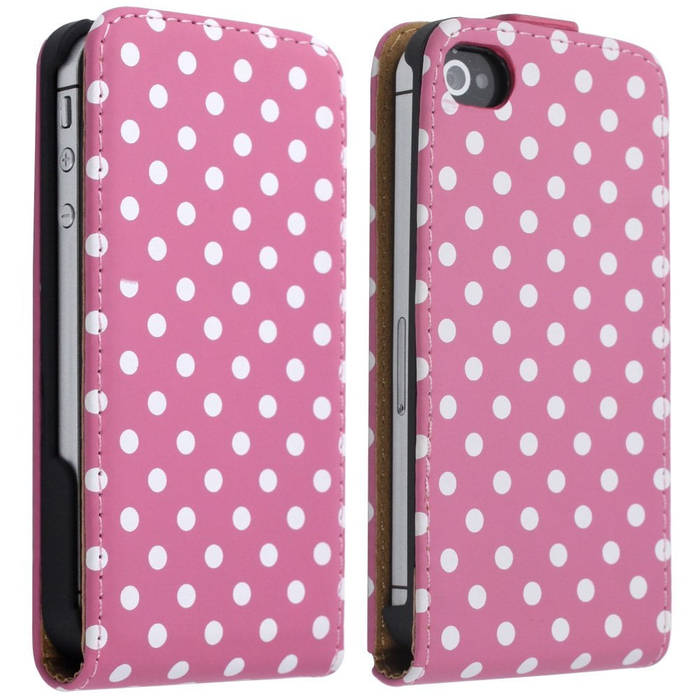 schermutseling composiet Netto Leather Flip Case for iPhone 4 / 4S - Pink Polka Dot - Walmart.com