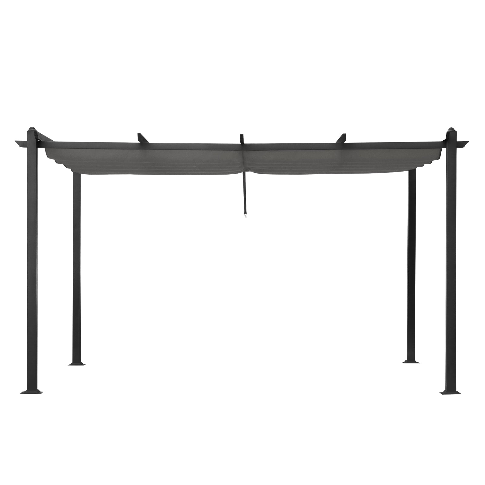 Retractable Canopy Metal Pergola, Heavy Duty Powder Coated Iron Frame Patio Pergola with Adjustable PA Coated Oxford Fabric Shade Canopy for Backyard Garden Lawn, Dark Gray 143.1" x 101.4"
