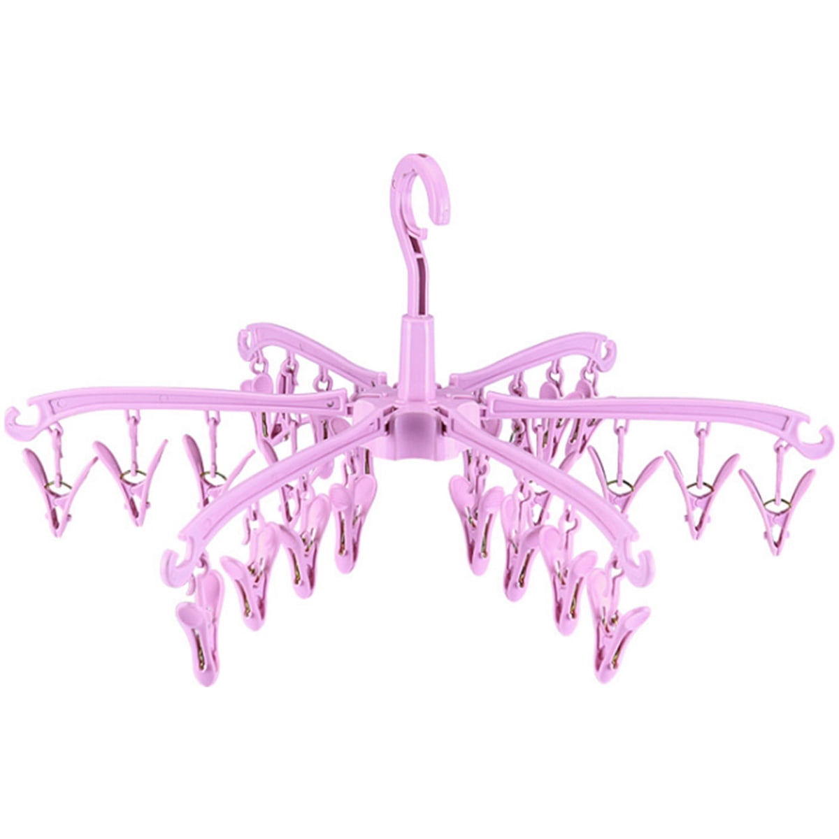 Sock Drying Rack 24 Clips Plastic Laundry Clothes Hanger Rotatable Hanger Sock Dryer Foldable