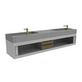 thumbnail image 4 of Amazon 84" Gray Wood Floating Vanity with Gray Top and Gold Trim, 4 of 10