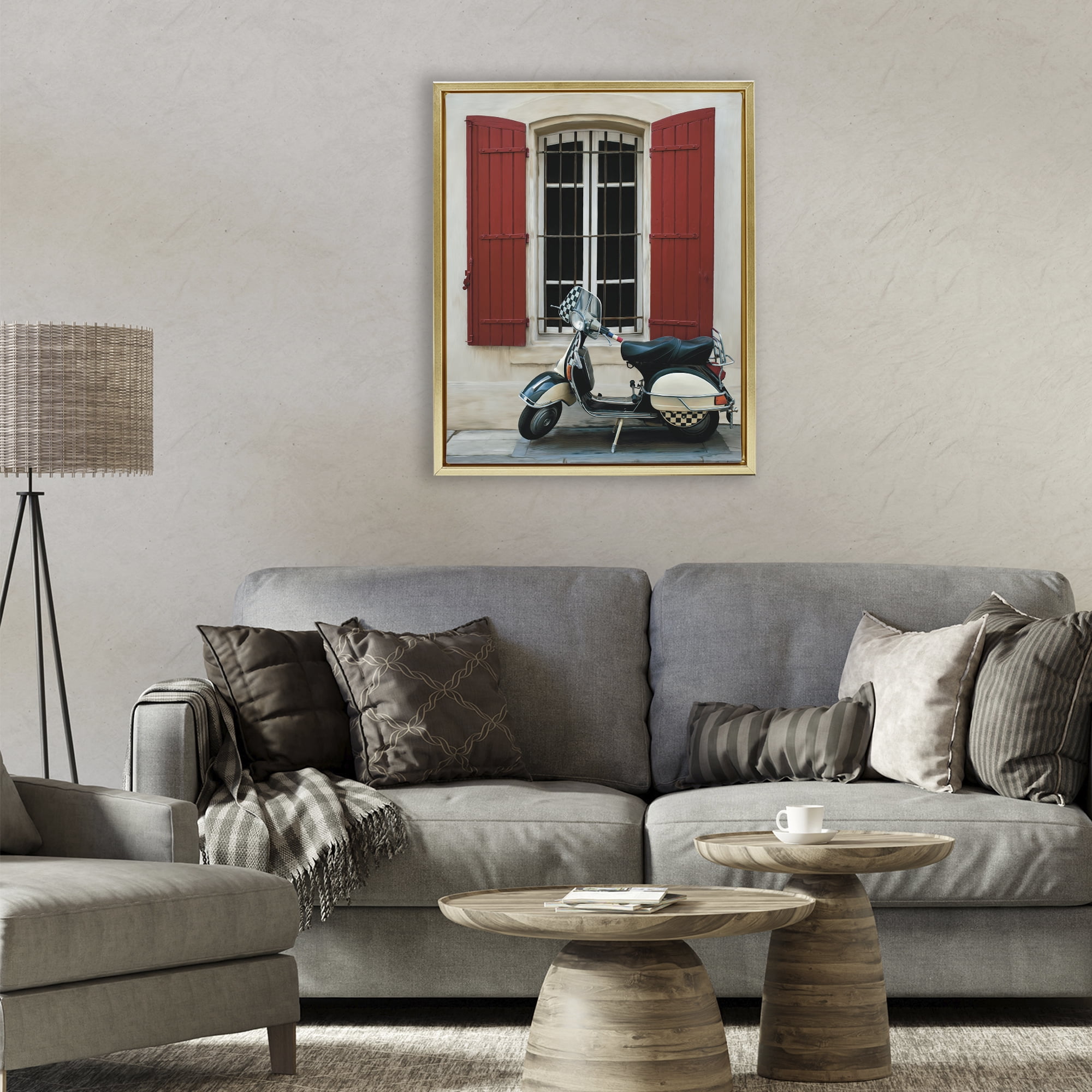 Stupell Industries Two Wheel Dream Gold Framed Floater Canvas Wall Art, design by Renel Peters