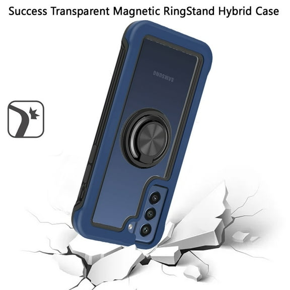 For Samsung Galaxy S22 Plus Success Transparent Magnetic RingStand Hybrid Case