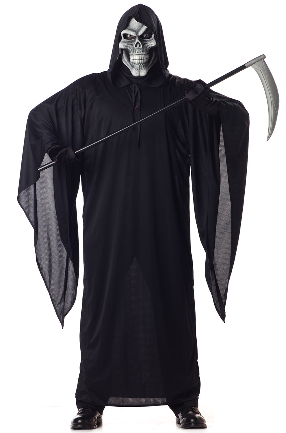 56" Black Hooded Robe ~ HALLOWEEN ADULT GOTHIC HORROR SCREAM GRIM REAPER COSTUME