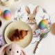 thumbnail image 4 of Manteles individuales de conejito de Pascua | Tapete de mesa redonda de lino, multicolor, 14,96" | Filo de encaje, resistente al desvanecimiento, fácil de cuidar | Decoración de mesa de primavera y, 4 of 6