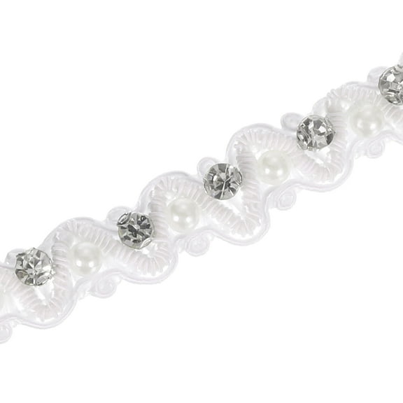 Uxcell 5 Yard 4mm OD 0.43" Wide Faux Pearl Lace Ribbon White, 5Pack