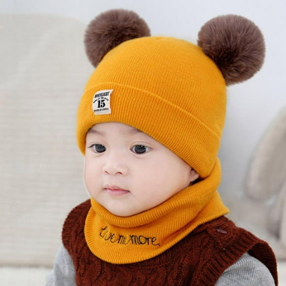 Sombrero de invierno para bebés CUTICAT Gorro de Punto de Crochet Cálido Amarillo
