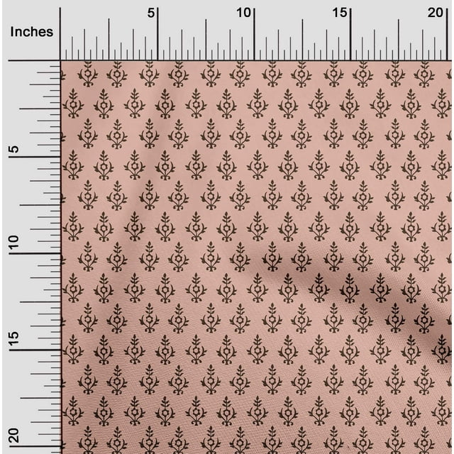 oneOone Cotton Flex Peach Fabric Floral Block Sewing Material Print Fabric By The Yard 40 Inches Wide