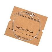 JoycuFF God is Good Morse Code Bracelets for Women Christian Jewelry Danity Handmade Christmas Birthday Gifts Inspirational Encouragement Jewelry
