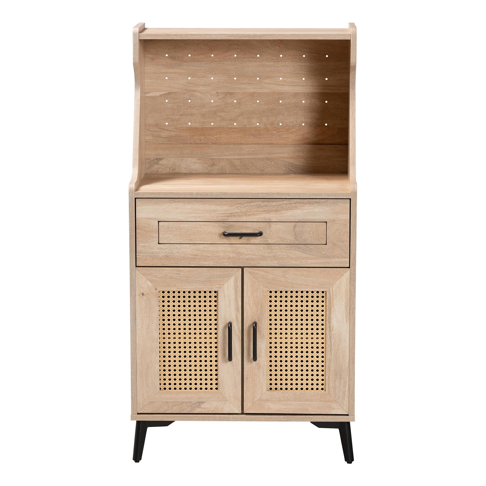 Baxton Studio Pavone Mid-Century Kitchen Cabinet, 5-Shelf , Oak Brown