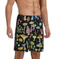 thumbnail image 2 of Kdxio Bright Mushrooms Print Mens Sleep Shorts Bottoms Soft Comfy Pajama Wear Pants with Drawstring Pockets, 2 of 7