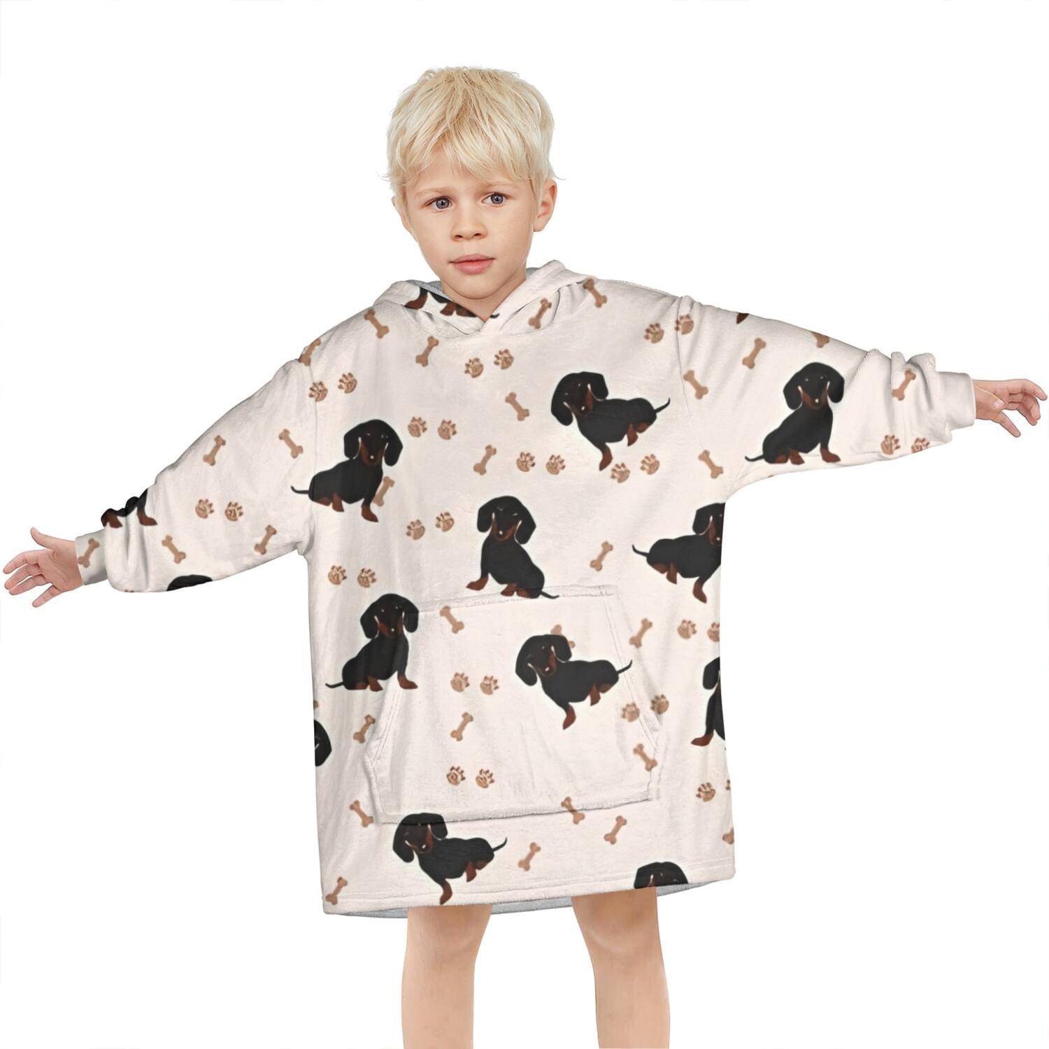 Dachshund Dog Blanket Hoodies for Kids 6-13YR Oversize Wearable Blanket Hoodies for Boys Girls Teens