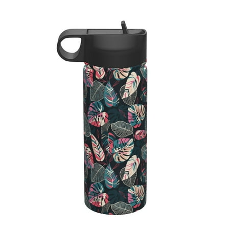 

Gaeub Colorful Tropical Leaves Printed 18oz Sports Insulated Kettle With Straw Sports Insulated Bottle Water Bottle For Running Hiking Cycling Climbing Mens Womans Insulated Water Bottle