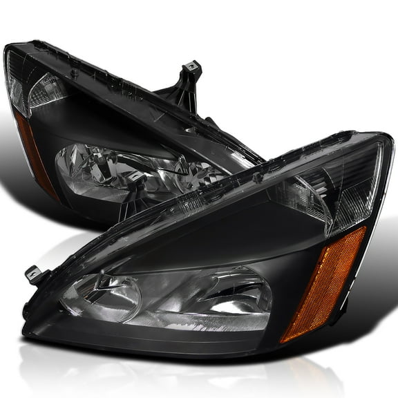 Spec-D Tuning Black Headlights Compatible with 2003-2007 Honda Accord LX EX L R Pair Head Light Lamp Assembly