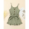 thumbnail image 2 of Franhais Girl’s Casual Suspender Jumpsuit Fashion Solid Color Button One-piece Short Pants with Belt, 2 of 9