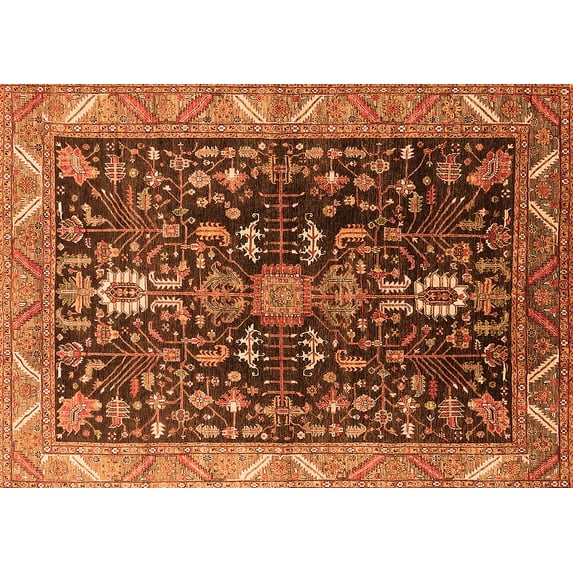 Ahgly Company Indoor Rectangle Oriental Orange Industrial Area Rugs, 2' x 3'