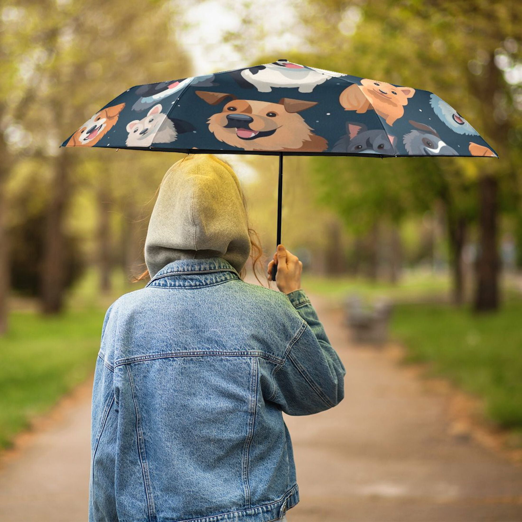 Various Happy Dogs Compact Sun Umbrella Windproof Travel Umbrellas for Rain Strong Portable UV Protection