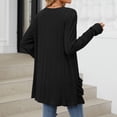 thumbnail image 5 of GPOECD Womens 2025 Fall Winter Solid Color Ribbed Brushed Pocket Cardigan for Women Long Sleeve Open Front Coat Outwear Z10142-Black,XL, 5 of 7