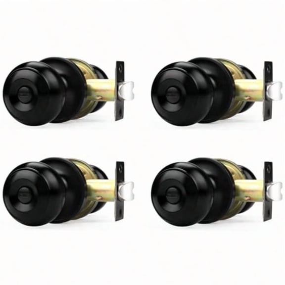 Matte Black Door Knobs Door Handles With Lock And Knob Keyless Interior Doorknobs For Bathroom Bedroom 4 Pack