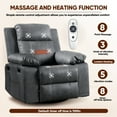 thumbnail image 2 of Muumblus Swivel Rocker Recliner with Heat and Massage, Power Recliner Lounge Chair for Living Room, Gray Faux Leather, 2 of 9