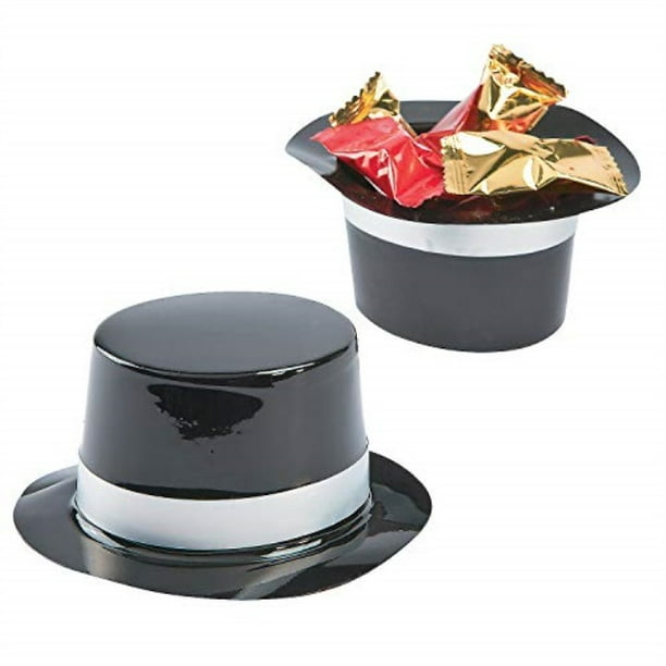 Mini Plastic Black Top Hats (12Pc) Party Decor 12 Pieces Walmart
