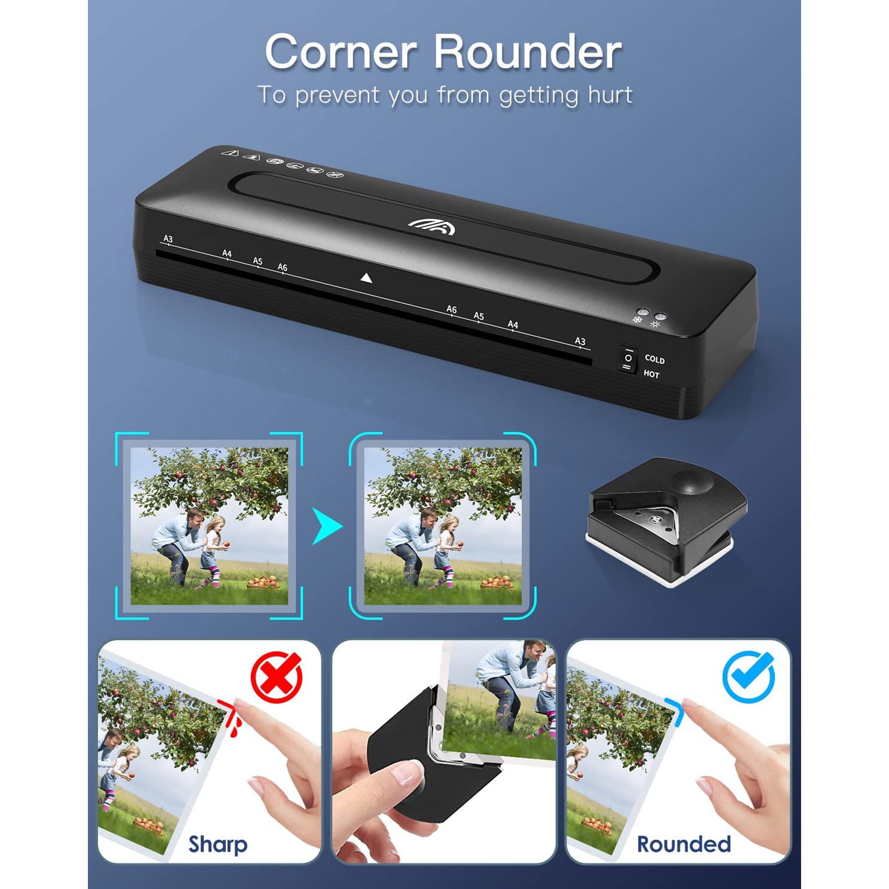 Crenova A3 Laminator Machine, Hot & Cold Thermal Laminating with 20 Sheets, Paper Trimmer & Corner Rounder for Home Office School Supplies