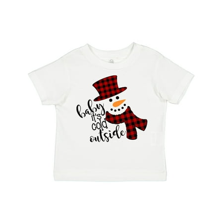 

Inktastic Baby It s Cold Outside Cute Snowman in Plaid Print Gift Toddler Boy or Toddler Girl T-Shirt