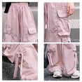 thumbnail image 6 of XXWXYD Girl's Baggy Cargo Pants Y2𝖪 Drawstring Barrel Parachute Pants High Waisted Jogger Sweatpants Streetwear Kids Girl Wide Leg Cargo Pants, 6 of 7