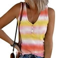 thumbnail image 2 of HAPIMO Women's Loose Knit Tank Tops Clearance Floral Gradient Print Retro Camisole Sleeveless U Neck Button Leisure Comfy Relaxed Beach Blouses Summer Fashion Orange XXXXXL, 2 of 5