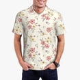 thumbnail image 3 of Balery Floral Printed Men’s Short Sleeve Polo Shirt, Midweight Men's Shirt,Golf Polo shirts -Medium, 3 of 9