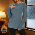 thumbnail image 2 of FAIWAD Thermal Underwear for Women Fleece Lined Crew Neck Long Sleeve Tops Lightweight Layering Undershirts, 2 of 9