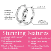 Cate & Chloe Lauren 18k White Gold Plated 22mm Hoop Earrings with Swarovski Crystals for Women