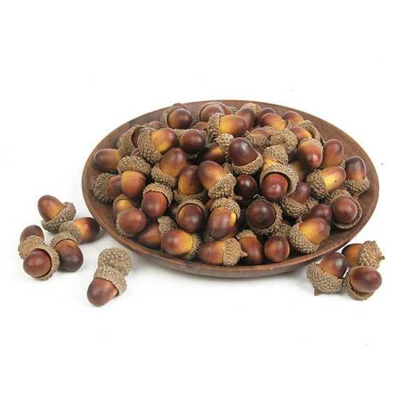 Gratier 60pcs Artificial Lifelike Simulation Small Acorn Set Decoration False Nuts Home Kitchen Decor