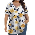 thumbnail image 1 of Tops de Manga Corta de Tamaño Más de las Mujeres, Blusas de Cuello en V Impresas de Verano de Moda para Uso Casual, Diario Y de Fiesta, 1 of 6