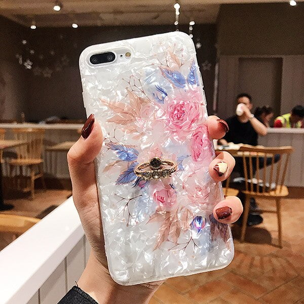 Funda de teléfono con soporte de anillo Floral Retro LOVECOM para iPhone 14 13 12 11 Pro Max XR XS Max X 7 8 Plus funda suave IMD Dream Shell Tan Jianjun unisex