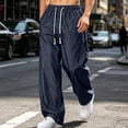 thumbnail image 2 of Mens Joggers Casual Loose Drawstring Elastic Waist Wide Leg Pants Outdoor Sport Cropped Pants with Pockets, 2 of 10