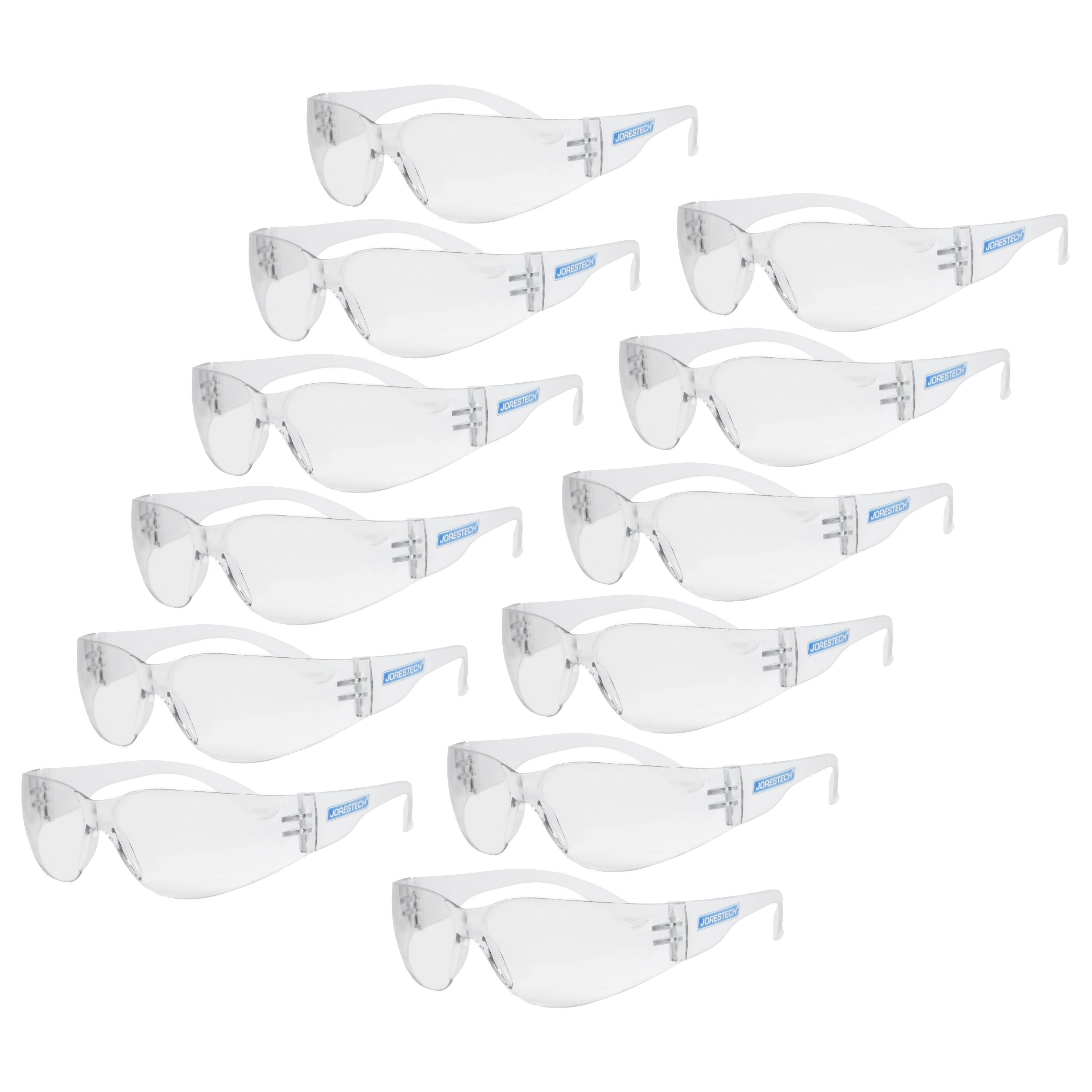 12PACK JORESTECH Vision BLUE frame clear Lens Safety Glasses Sunglasses Z87 