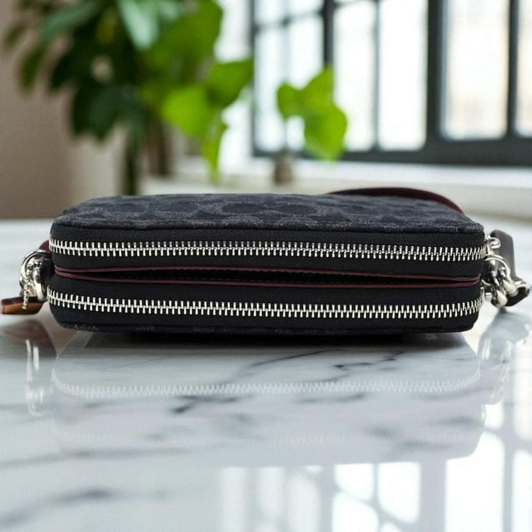 Coach Women's Kira Crossbody Bag – Washed Denim Signature, Black